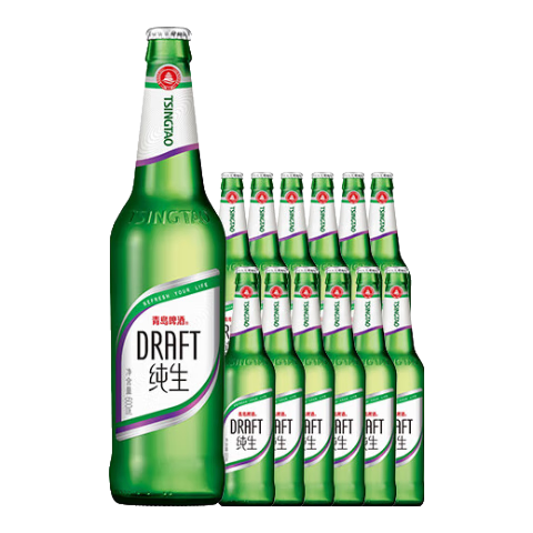 TsingTao 青岛啤酒 纯生8° 600ml*12瓶 整箱装