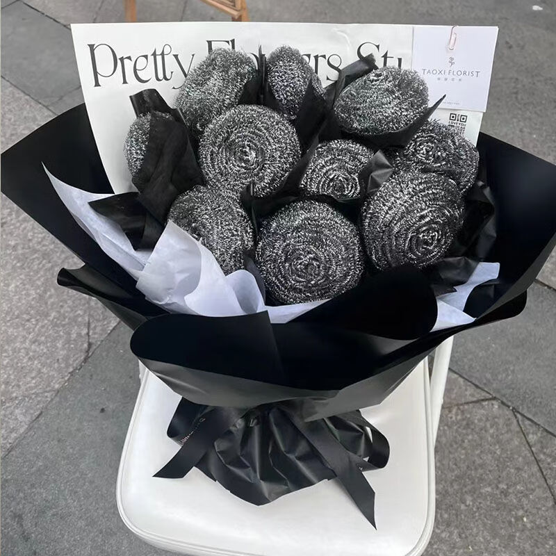 钢丝球花束 钢丝球花  小香风304钢丝球diy花束礼物搞怪有趣花语礼物