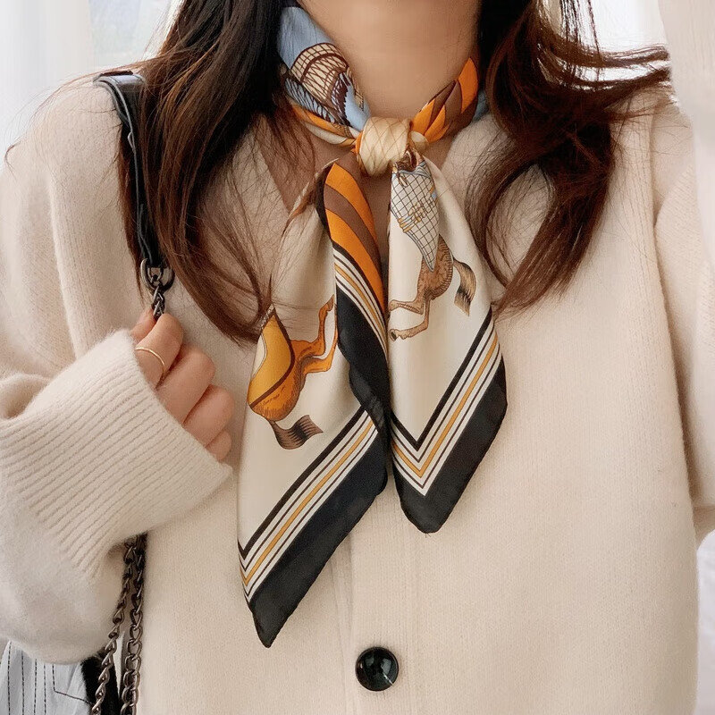 BGUG丝巾女桑蚕丝真丝70方巾围巾母亲节送女友老婆妈妈长辈生日礼物 横戈盘马 高级感&送妈妈送老婆实用高档