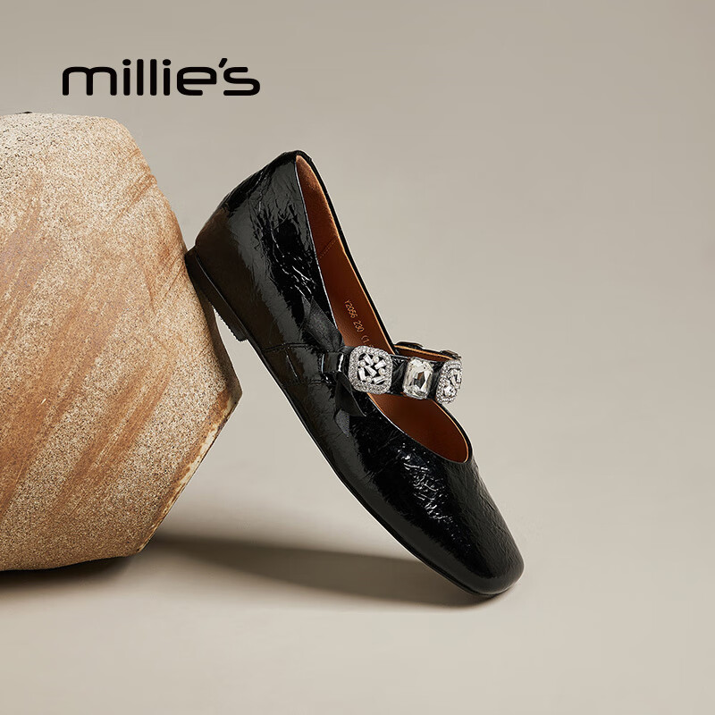 妙丽玛丽珍鞋女低跟浅口内增高法式2026春季新款百搭休闲晚晚单鞋 黑色 38 (240mm) 标准码