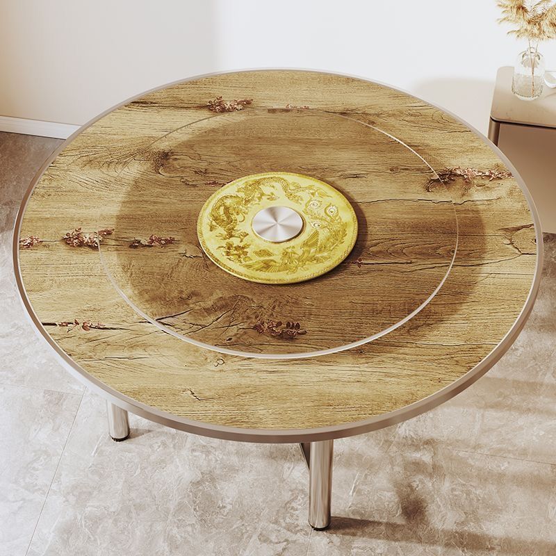 越灏加厚圆桌圆桌面折叠桌圆形桌子吃饭家用转盘酒店饭桌饭店餐桌实木 1米钢边圆桌面+方架（颜色备注）