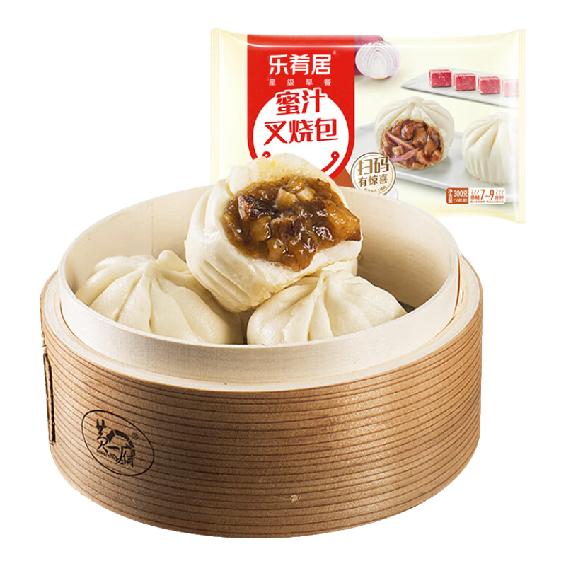 樂(lè)肴居四方叉燒包600g 早餐肉包子 廣式茶點(diǎn)心 生鮮面點(diǎn)加熱速食半成品 蜜汁叉燒包300g*2包（共20個(gè)）