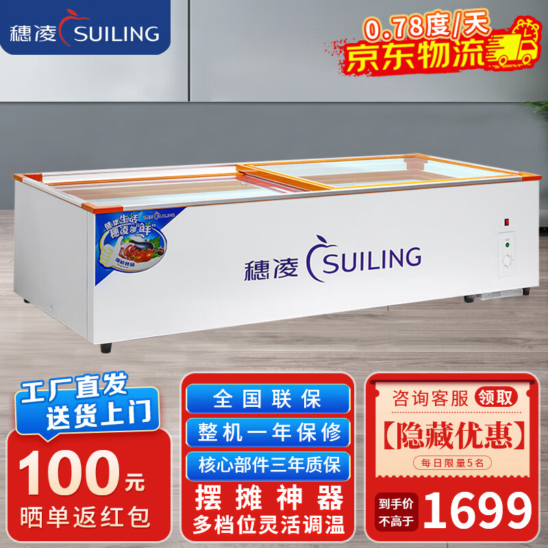穗凌冰柜展示柜摆摊台面柜微冷冻烧烤串串丸子蔬菜水果保鲜摆摊用 wg4