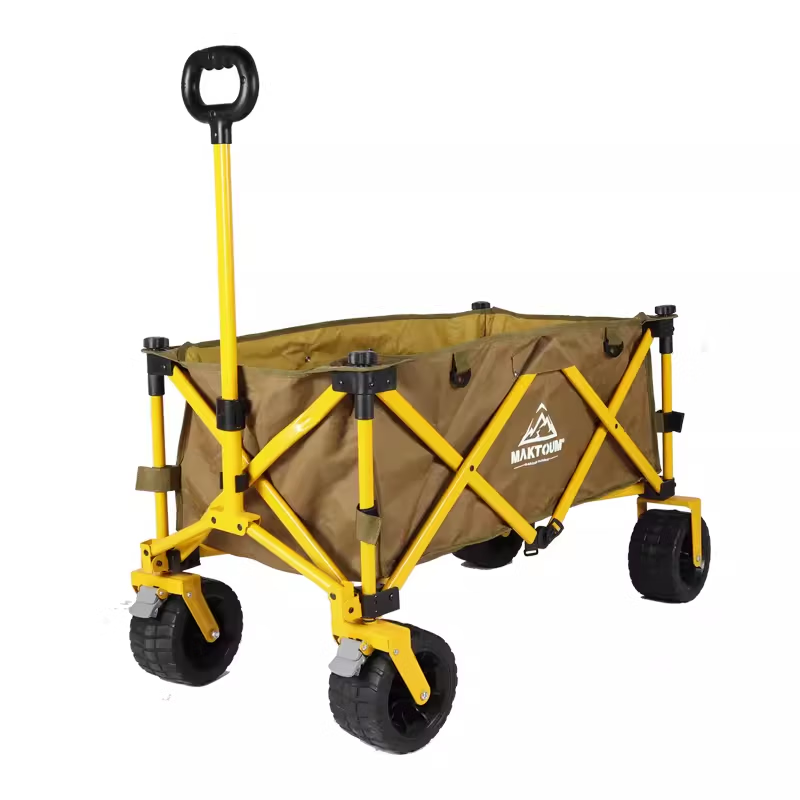 馬科途（Maktoum）【新品】】露營車野營車營地推車聚攏露營手推車地?cái)傂⊥栖?馬科途咖色小號(hào)越野輪露營車 黃