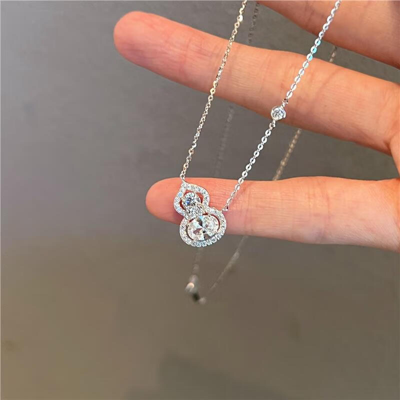 胖东来品质满钻葫芦女小众精致轻奢福禄吊坠设计感项饰 白金色葫芦项链 S
