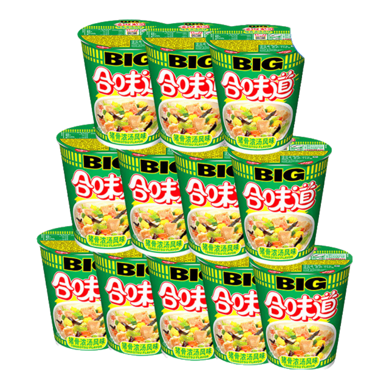 日清方便面 BIG合味道猪骨浓汤风味110g*12杯整箱装大杯日清面
