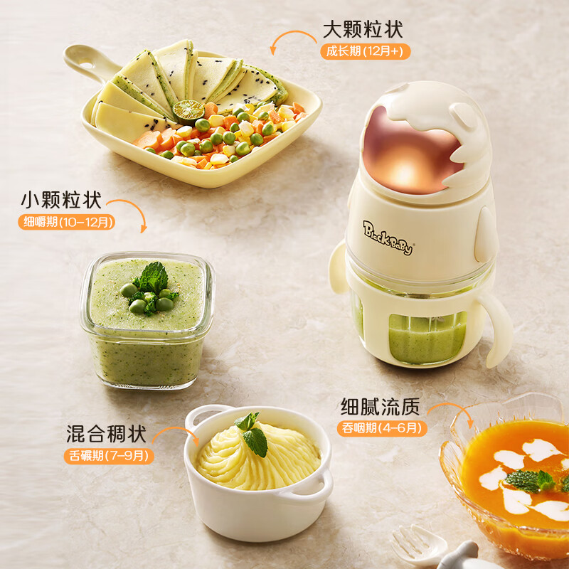 BLACK BABY辅食机婴儿打泥机 多功能研磨搅拌料理机肉蔬果泥宝宝辅食工具 【双杯双刀】 12叶刀头 钢刀+钢轴