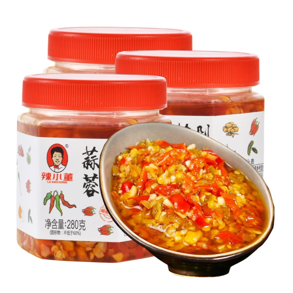 辣小董剁椒蒜蓉醬280g*3小龍蝦調料粉絲扇貝火鍋燒烤醬料蒜泥拌面