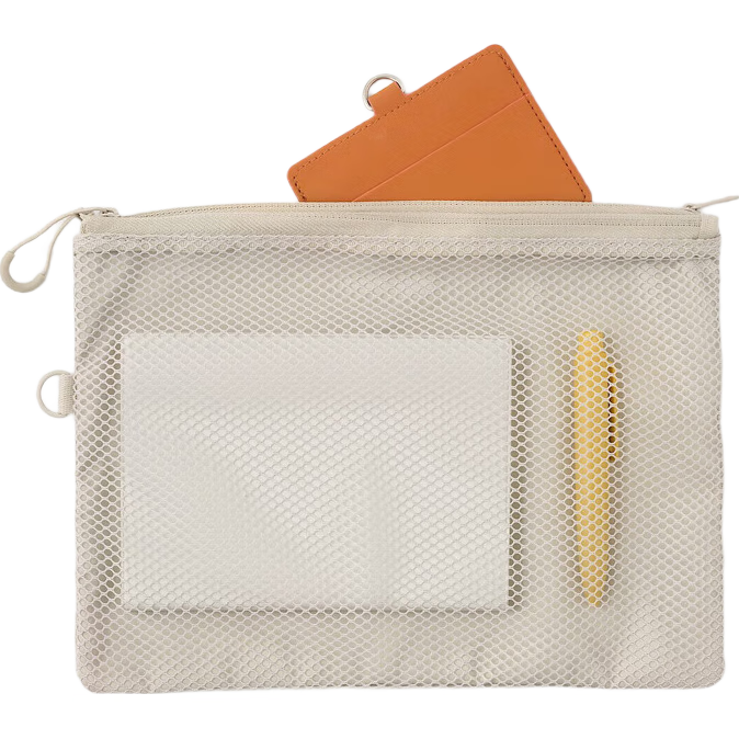 無(wú)印良品（MUJI）再生聚酯纖維 雙拉鏈包 收納袋  米色S 