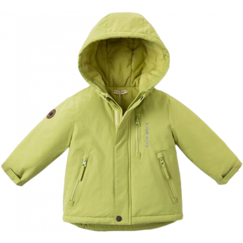 戴維貝拉（DAVE＆BELLA）加厚保暖連帽女童棉服男童棉衣外套兒童冬裝幼兒小童冬天外出棉襖 牛油果綠DB16285 120 cm（建議身高110-120cm）