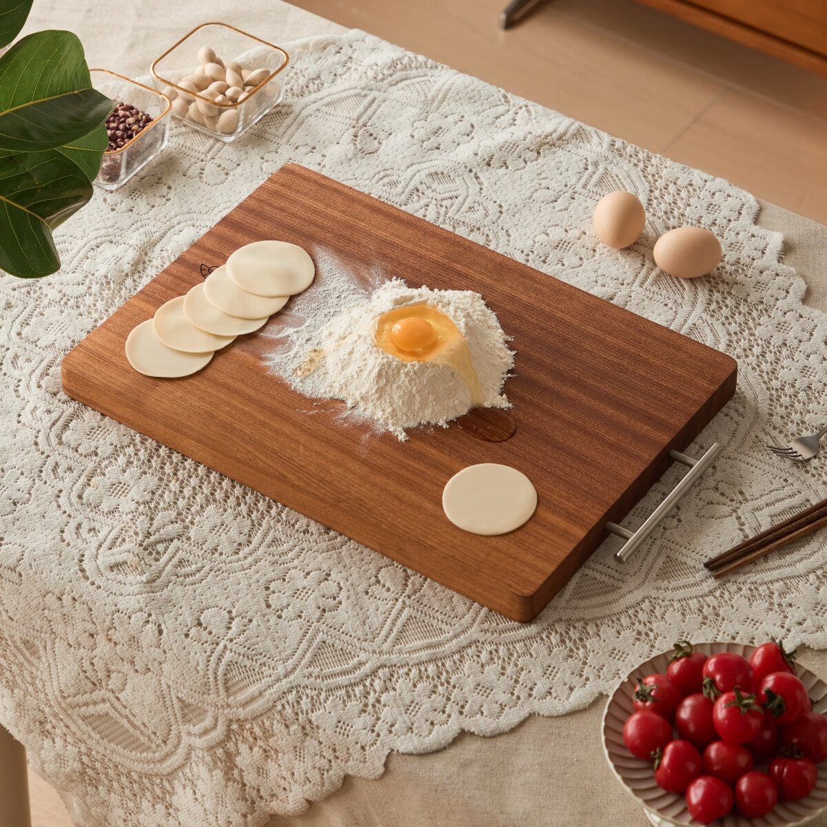 菜板实木乌檀木菜板砧板家用菜板整木厨房用砧板切菜板案板切肉板 深棕色 长方形 50*35cm 3cm