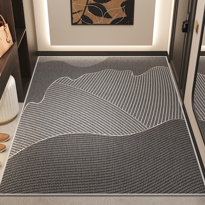 尚美巢品简约入户门地垫高级感玄关脚垫大门口防滑门垫进门可裁剪耐脏地毯 时梦之语-断点-咖色【TPR底】 120*140CM