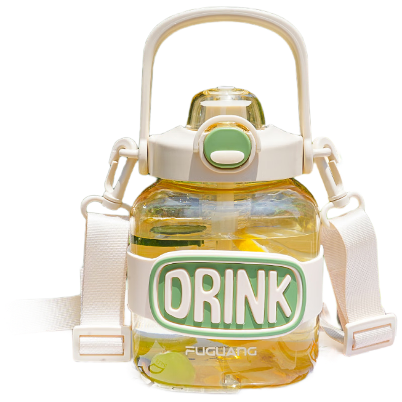 富光塑料杯水杯大容量tritan耐高温吸管便携运动水壶大肚杯子带茶仓