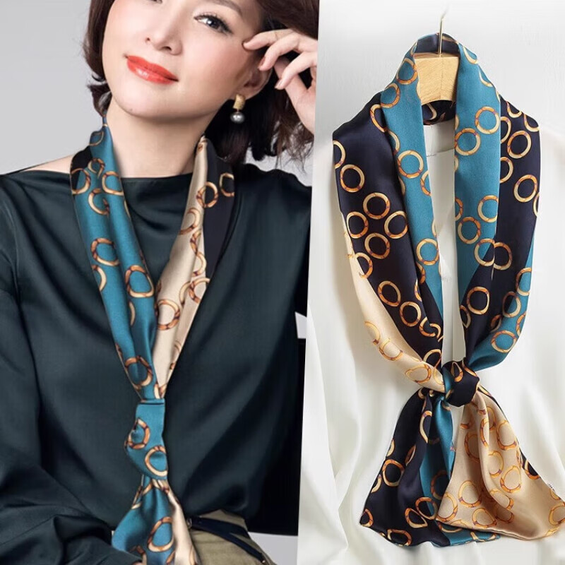 BGUG真丝丝巾女高档桑蚕丝绸披肩围巾女送老婆女友长辈送妈妈生日礼物 珠环相扣