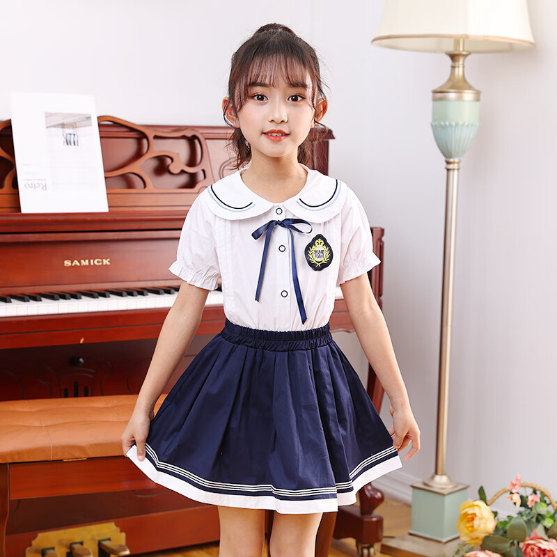 六一儿童表演合唱服演出服男女毕业服英伦学生幼儿大合唱诗歌比赛 女款合唱服 送胸章+袜子 180 (均 码)
