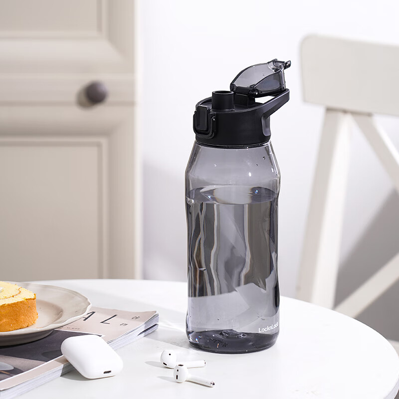 乐扣乐扣（LOCK&LOCK）夏季运动水杯一键式开启杯子带提手大口径便携水杯 黑色 850ml