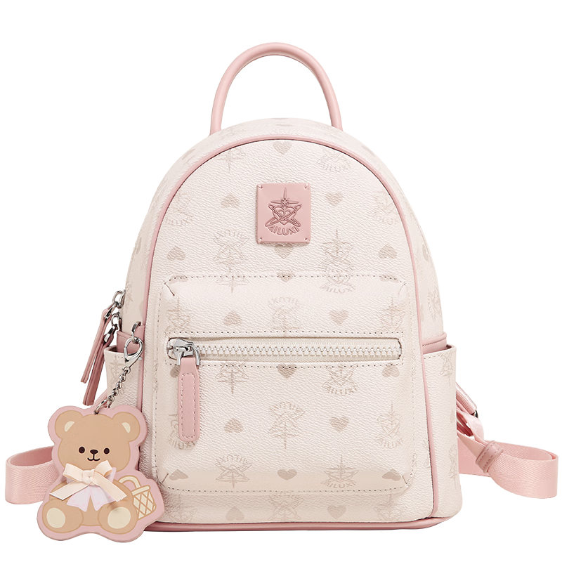 愛路喜（AILUXI）新品原創(chuàng)設(shè)計韓系雙肩包可愛粉色少女背包大學生出游節(jié)日禮物女包 桃星粉