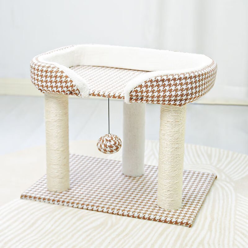 湯琪貓爬架磨爪子貓窩大床貓樹(shù)一體大型不占地劍麻貓屋貓抓板貓咪玩具 咖色50*35*40CM(10斤內(nèi))