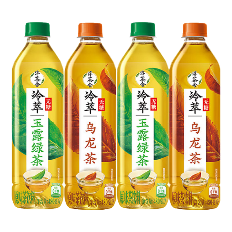 可口可乐淳茶舍铁观音乌龙玉露绿茶冷萃无糖茶 480ml*4瓶装 迪丽热巴代言 