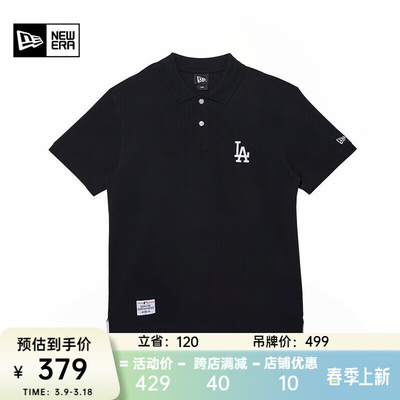 NEW ERA紐亦華MLB短袖t恤男時尚透氣休閑運動polo衫 13280345-黑色 LA XL