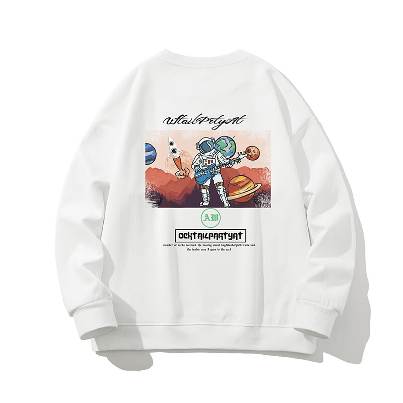 宽松百搭长袖户外运动青少年学生男女同款高品质套头衫潮流宇航员打底