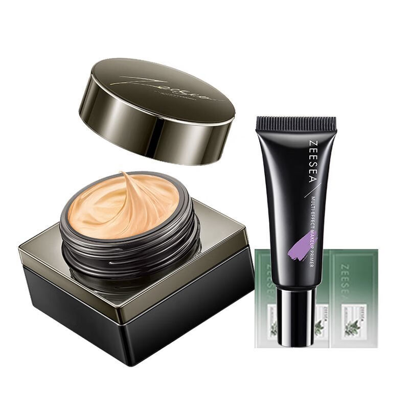 ZEESEAZEESEA滋色精華粉底霜24H持妝鎖色貼膚原 粉底霜(象牙色)+隔離中樣+卸妝巾