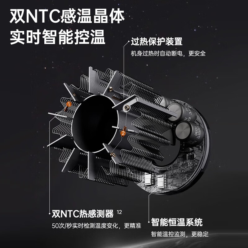 康夫(CONFU)高速电吹风机中空无叶发廊家用专业大功率大风力新年礼物负离子速干护发吹风筒S9灰