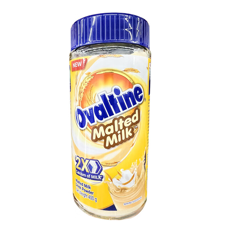 阿華田(Ovaltine)進(jìn)口阿華田三合一營(yíng)養(yǎng)牛奶麥芽麥乳精代餐冷熱速溶沖飲玻璃瓶400g 牛奶麥芽 1瓶/400g