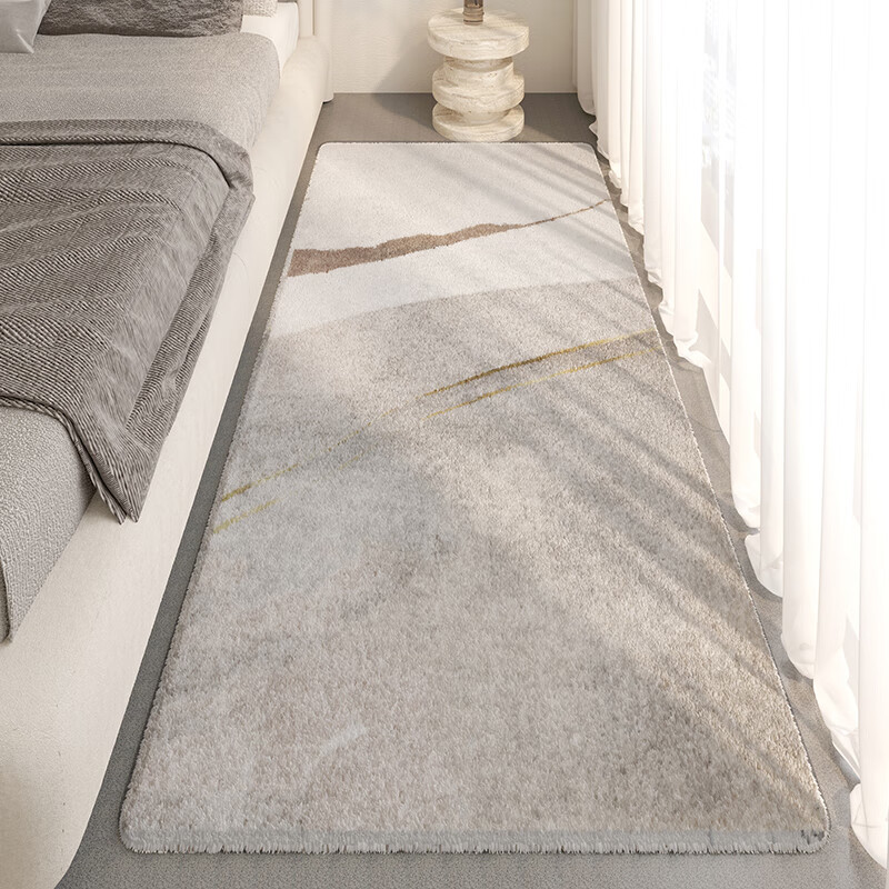 KAYE床边地毯卧室房间客厅日式侘寂风沙发仿羊绒飘窗垫长条衣帽间地毯 FYR-极简T8 50x140 cm