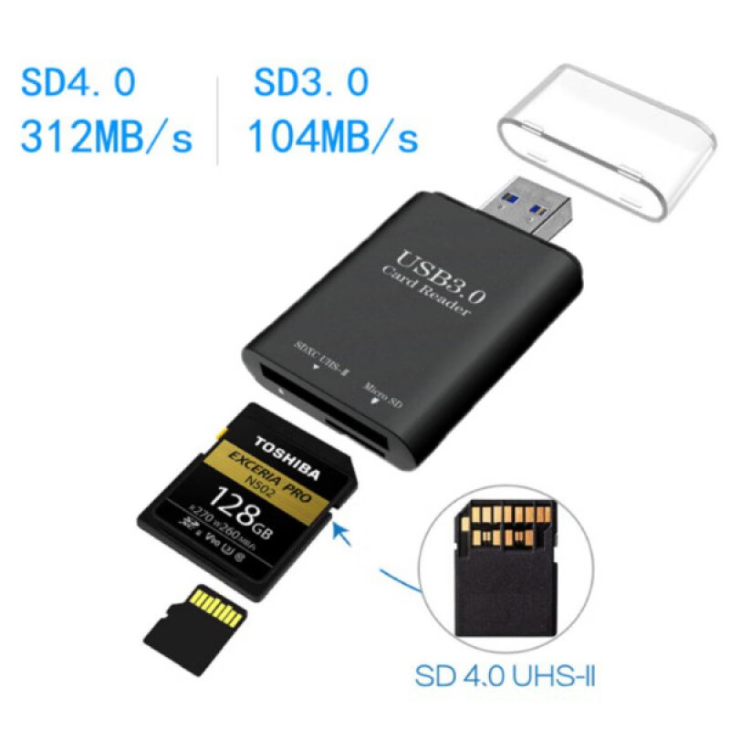 优选适配uhs II读卡器sd4.0索尼tough金士顿v60v90索尼adata闪迪sdxc sd 4.0电脑读卡器【sd＋tf】 USB3.0