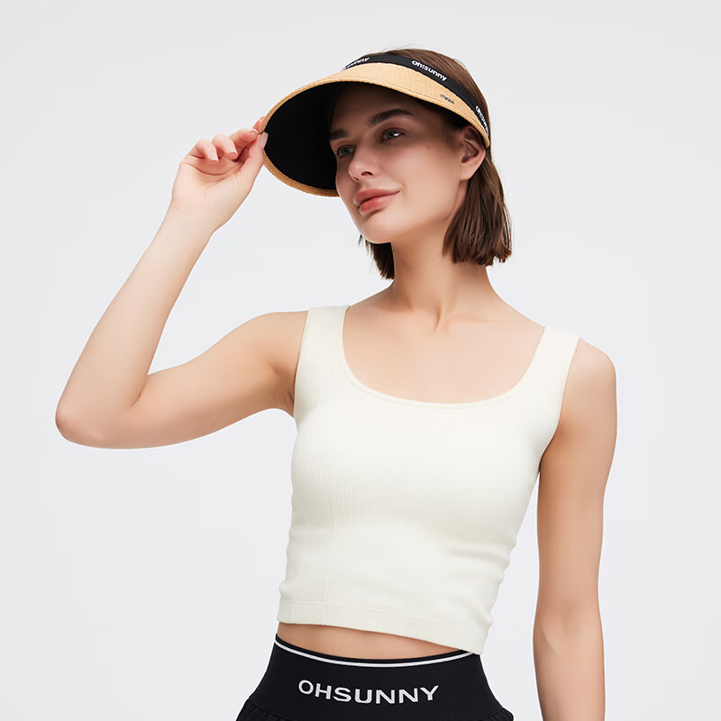 OhSunny防晒空顶草帽春夏户外女防紫外线大檐护脸遮阳太阳帽 丝雾咖 M均码