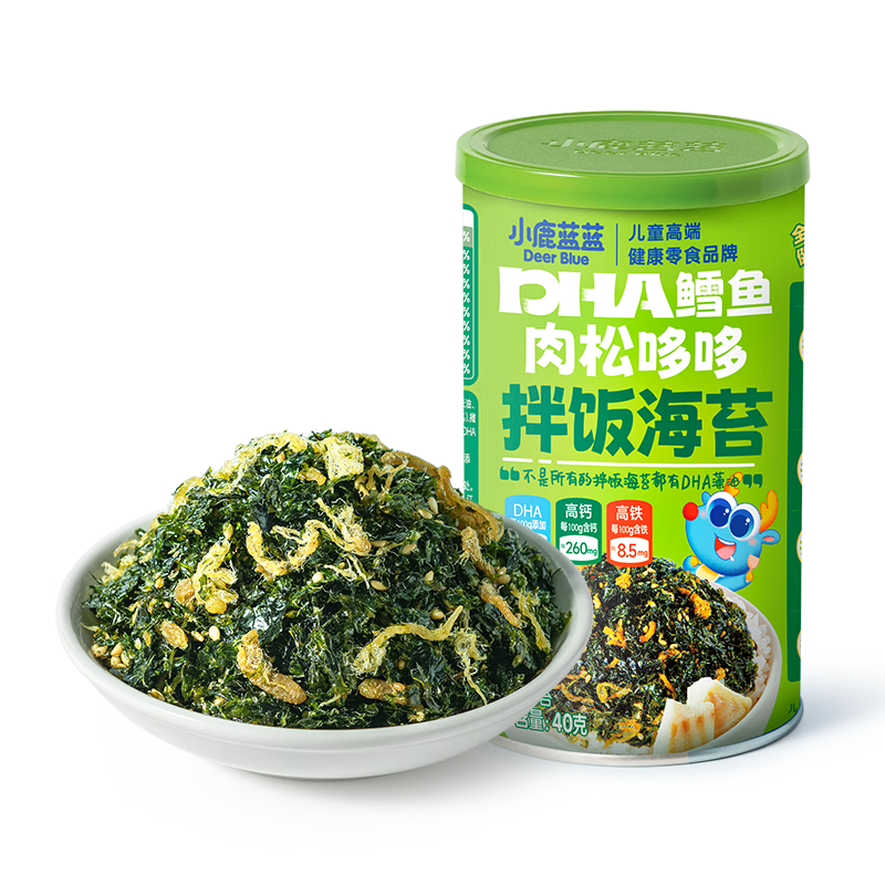 小鹿蓝蓝鳕鱼肉松拌饭海苔宝宝拌饭鳕鱼肉松添加调料下饭菜 【无盐无糖】拌饭海苔1罐