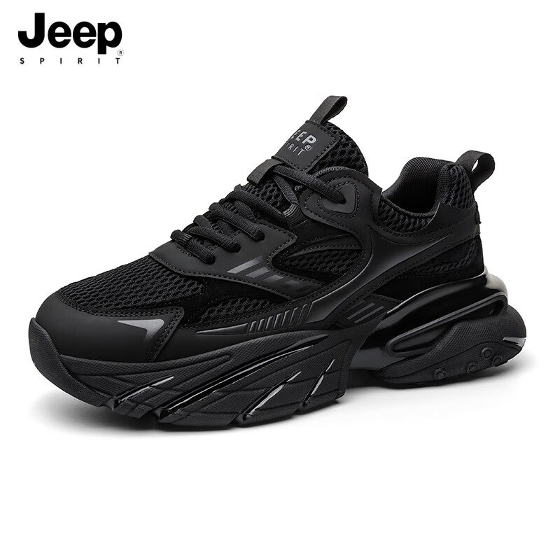 JEEP SPIRIT吉普男鞋网面老爹鞋男运动鞋男户外跑步休闲鞋男 0310A 石墨黑 42