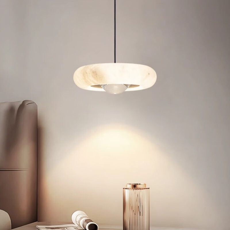 幸福來(lái)敲門(mén)西班牙進(jìn)口云石小吊燈臥室床頭燈法式輕奢餐廳吊燈吧臺(tái)餐桌小吊燈 云石透鏡款-10W-暖光