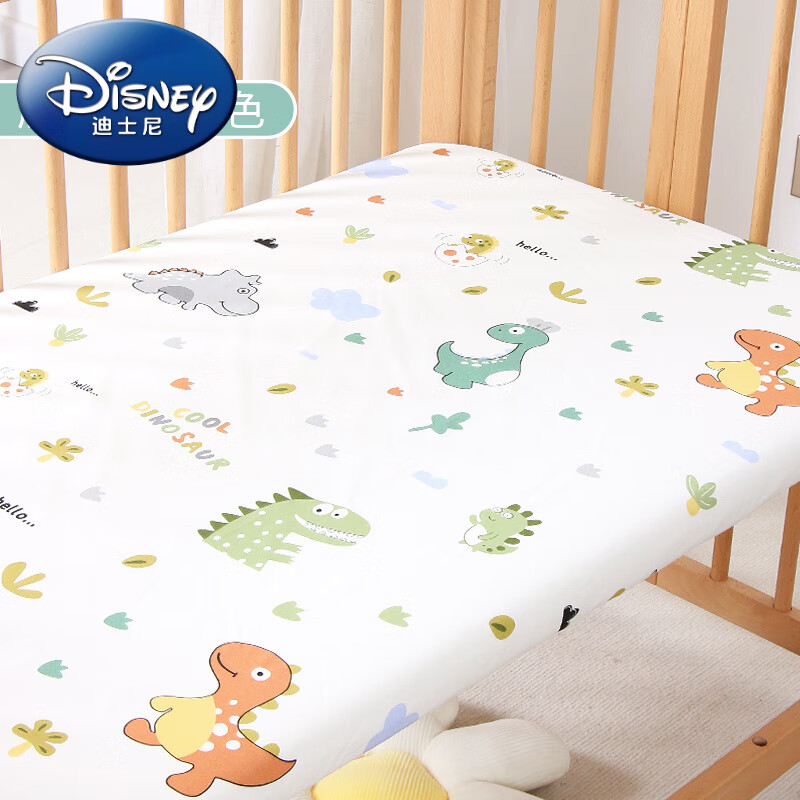 迪士尼（Disney）嬰兒床笠a類純棉床單新生兒童拼接床床墊套保護(hù)罩單件嬰兒床床笠 恐龍王國床笠 180*80*6CM
