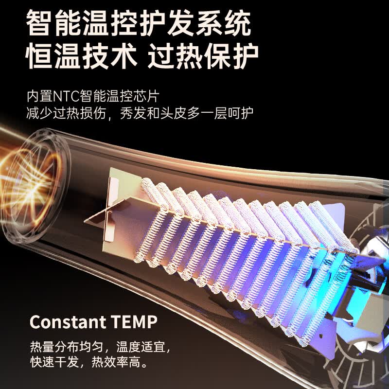诺美丝吹风机家用负离子大功率不伤发电吹风发廊理发店专用吹风筒速干 旗舰版纯铜AC电机 灰【家用】