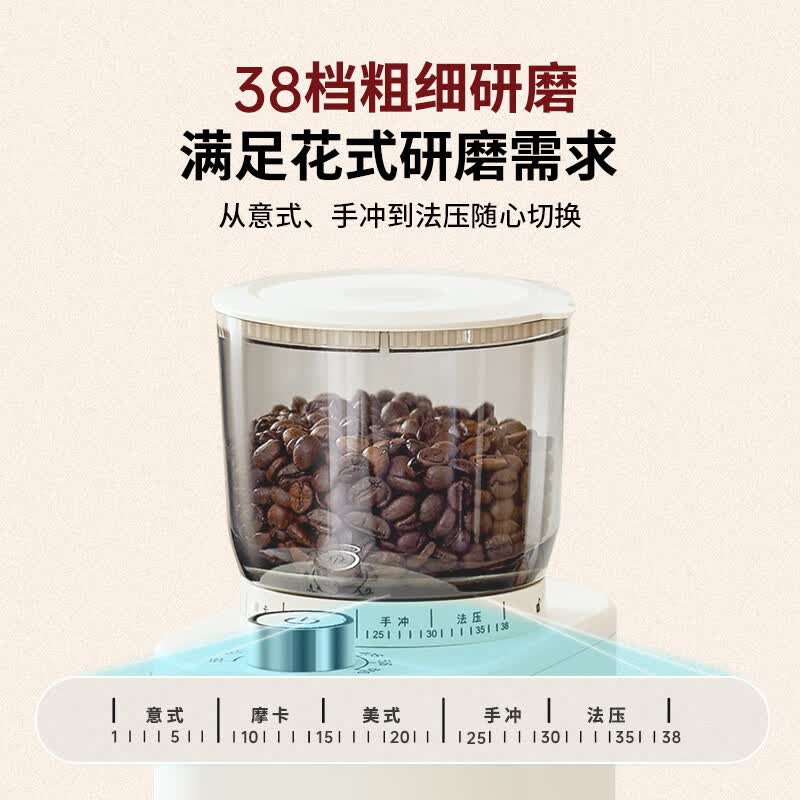 CAFELFFE电动咖啡豆磨豆机家用小型研磨机手冲意式研磨防飞粉带拍粉器302 MK-302【限量赠送三层拍粉器】
