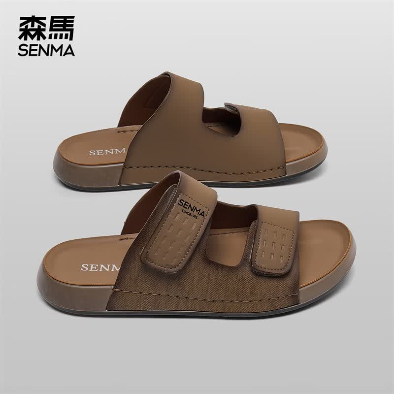 森馬凉鞋男士新款耐磨透气男生拖鞋时尚外穿户外防滑耐磨沙滩鞋男 烟灰色 39