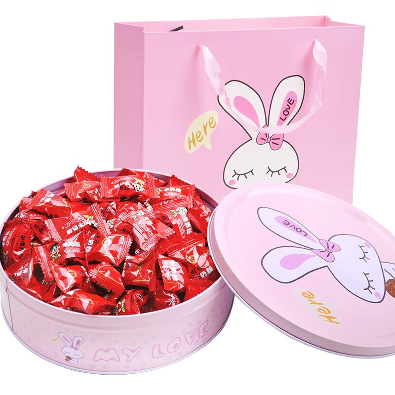 旺旺 旺仔牛奶糖散装喜糖婚糖批发新年节日年货糖果小零食 旺仔牛奶糖500g+兔子礼盒礼袋