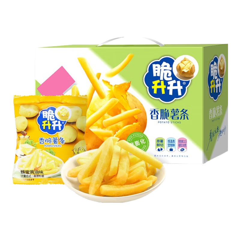 脆升升香脆薯条20g*25袋盒装鲜切薯片薯条蜂蜜黄油脆生生休闲零食大礼包 蜂蜜黄油25袋