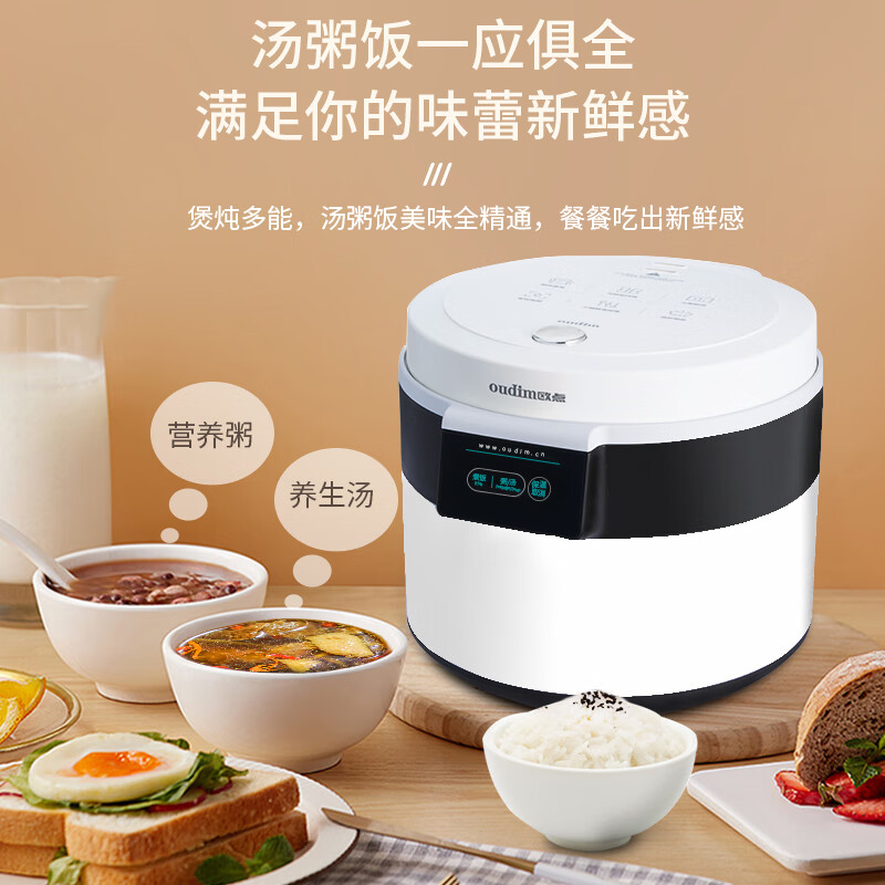 欧点智能电饭煲家用电饭锅不粘涂层内胆微压力电炖锅一键操作电蒸锅煮粥蒸煮饭锅3-4-5-6人 送老人  经典白 3L 【饭煲|500W】