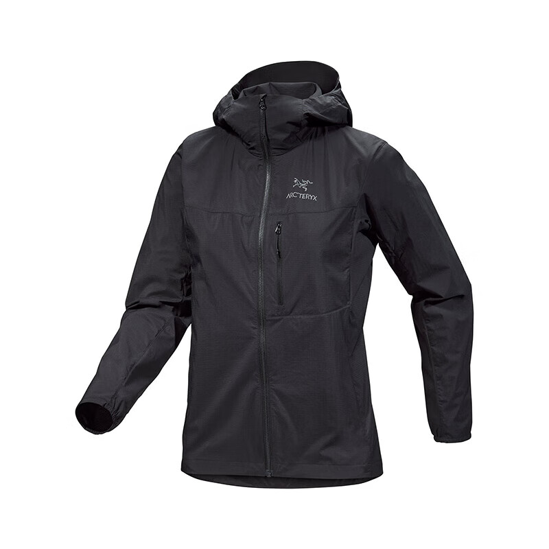始祖鸟（ARC&#039;TERYX）SQUAMISH HOODY 24新款风壳 轻质舒适耐磨男女同款连帽夹克皮肤衣 Black/黑色 L