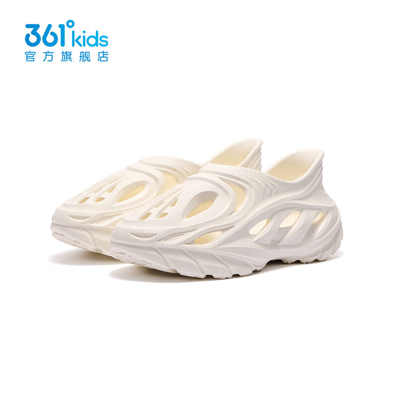 361°童鞋男女童沙滩凉鞋洞洞鞋年夏季新款中大童鞋子 羽毛白 34
