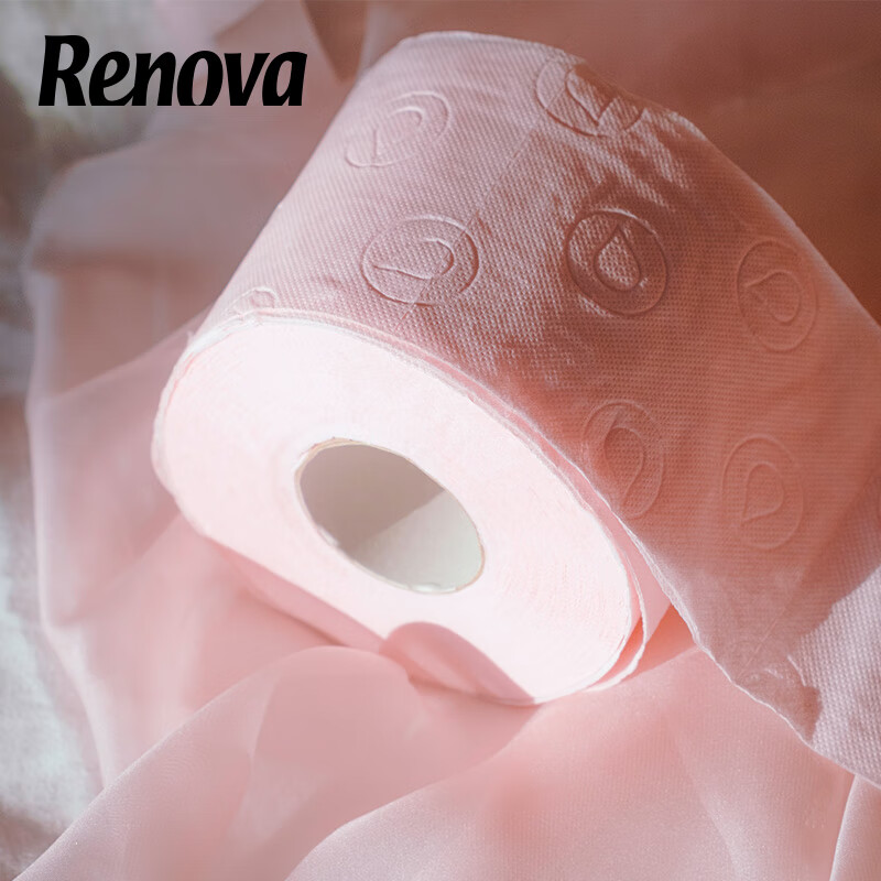 Renova粉色乳液卷筒纸柔软舒适有香卫生纸12卷