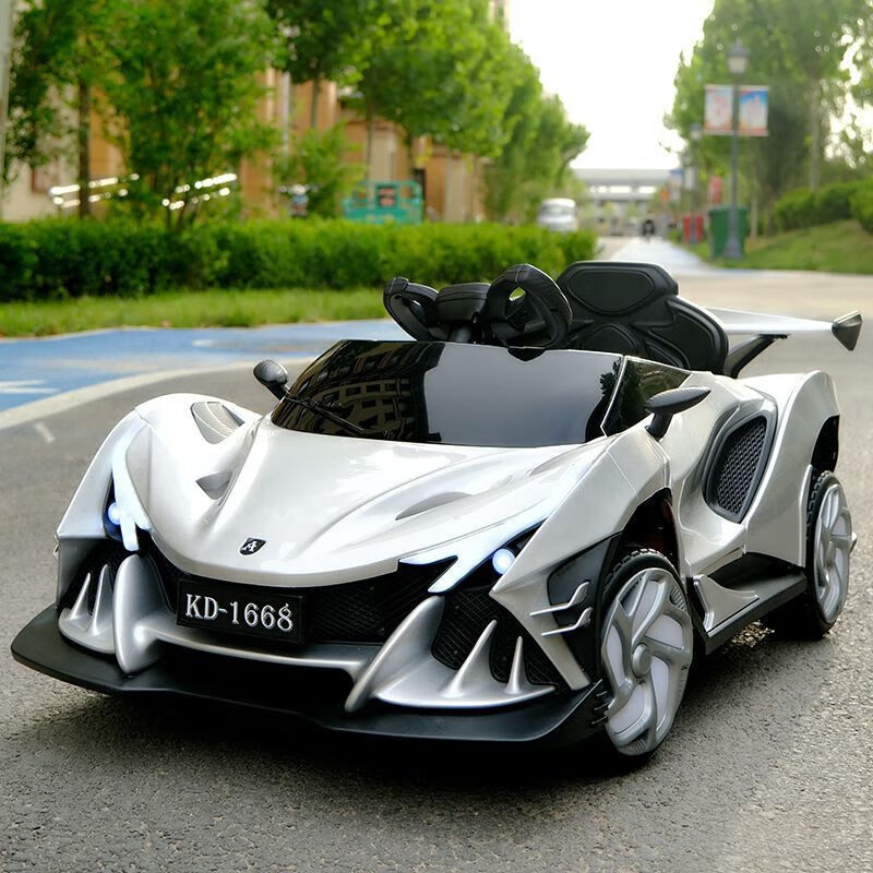 泰利奇新款迈凯伦电动车儿童多功能汽车童车炫酷灯光玩具车网红遥控汽车 烤漆银四驱+超威12V7+皮座+轮灯