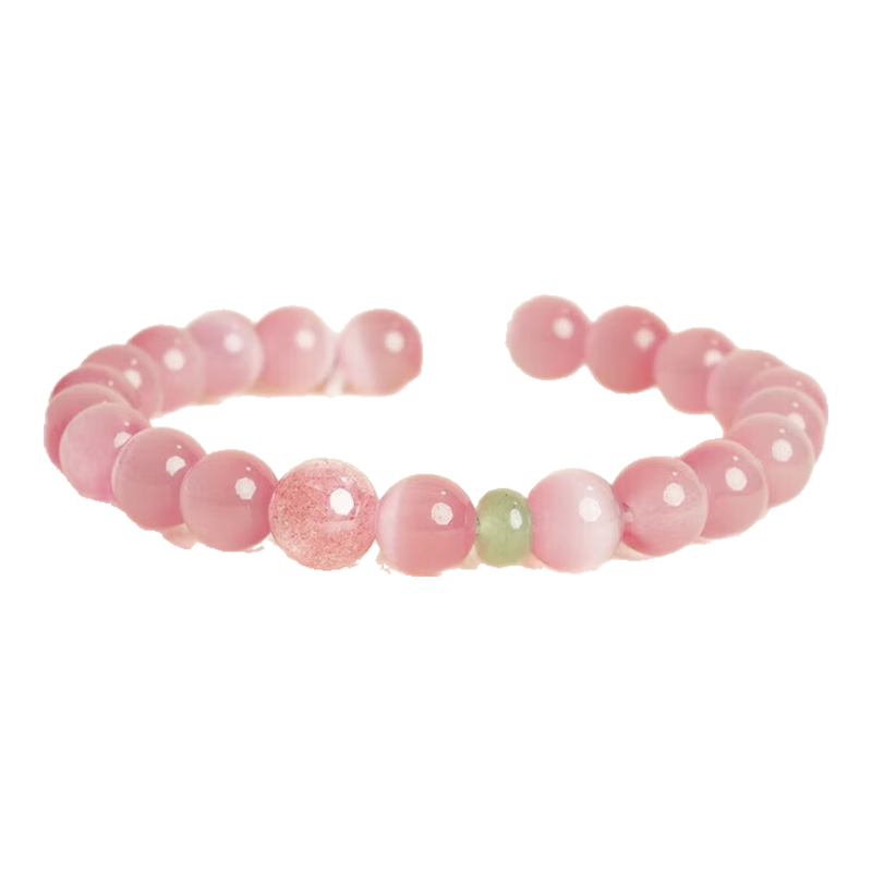 LAOLATU高品質(zhì)粉貓眼石手鏈高檔盤玩水晶手串轉(zhuǎn)運七夕情人節(jié)禮物送女友 【粉貓眼石手串】6mm