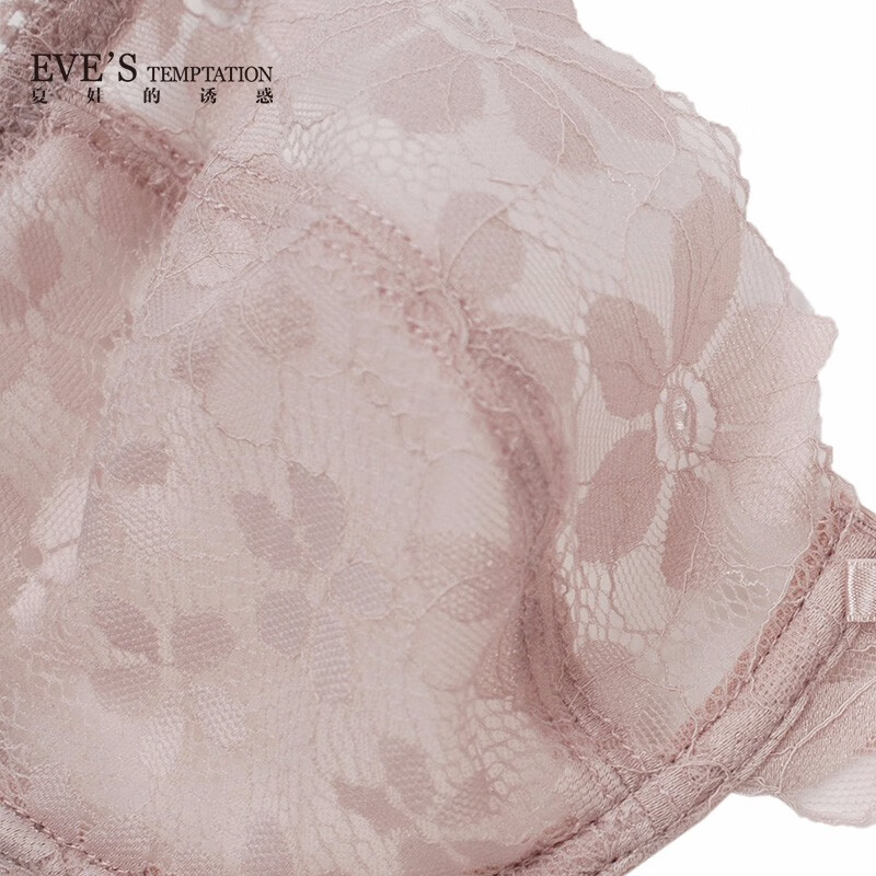 夏娃的诱惑绽放组女士内衣女套装内裤性感蕾丝文胸聚拢收副乳上托防下垂胸罩 粉色 75B （配三角裤M码）