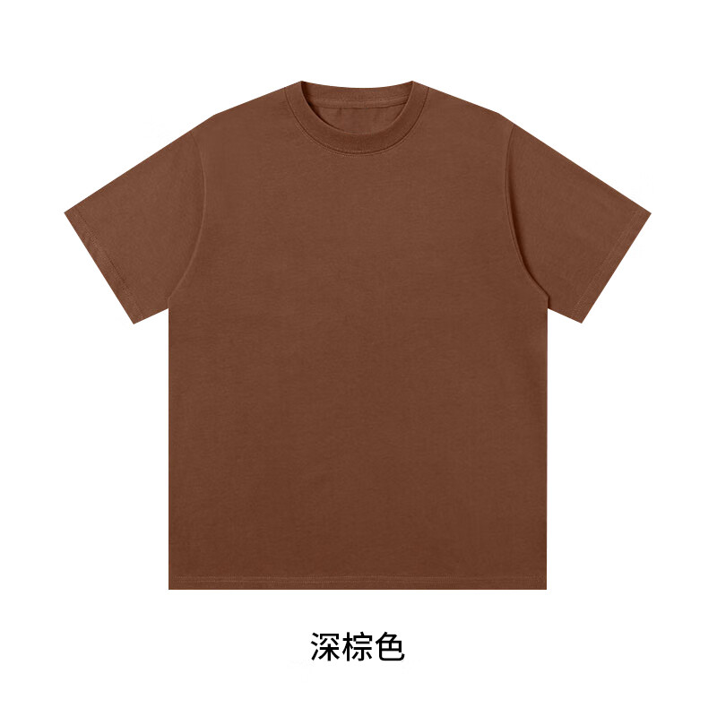 TOPROCKPLANETS美式TOPROCK复古宽松重磅t恤短袖男夏季2025新款潮牌纯棉小领口 深棕色 厚款 2XL 码 185-190cm(体重不超185斤