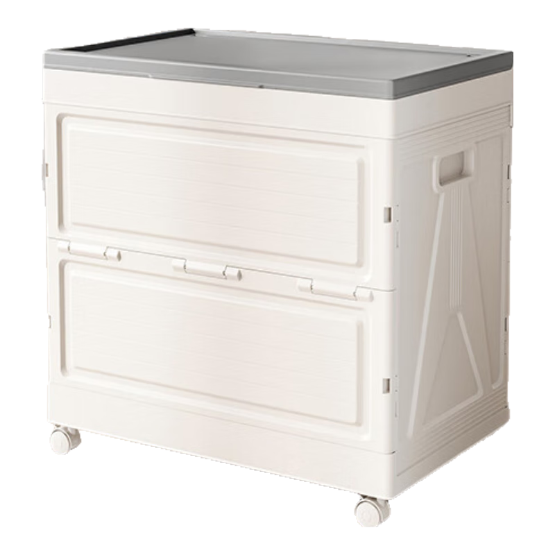 美煮妇衣服收纳箱大容量超大家用收纳箱带盖零食玩具杂物书本收纳储物2 典雅白-单个装 【掀盖防尘/可折叠/送万向轮*4】