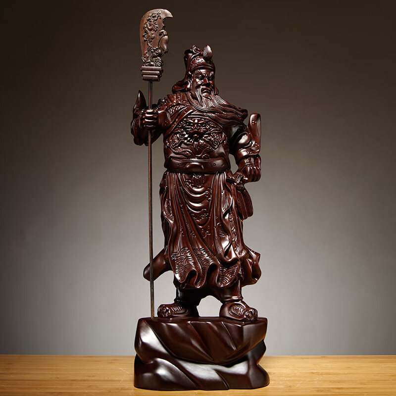 胖東來(lái)品質(zhì)木雕關(guān)公擺件刻像大號(hào)財(cái)神爺家居公司裝飾紅木工藝品開(kāi) 木精雕立刀關(guān)公【高60cm】